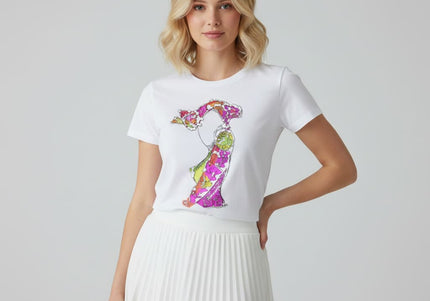T-shirt femme design Nox l'empreinte naissante clair - Art graphique WO