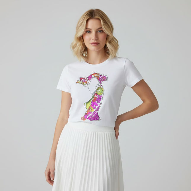 T-shirt femme design Nox l'empreinte naissante clair - Art graphique WO