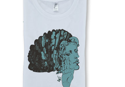 t-shirt jade silence régénéré WO détail illustration contemporaine verte vêtement artistique plié