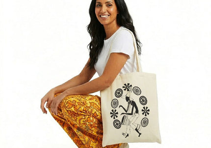 tote bag illustration rythme noir et blanc WO inspiration djembé percussion mouvement