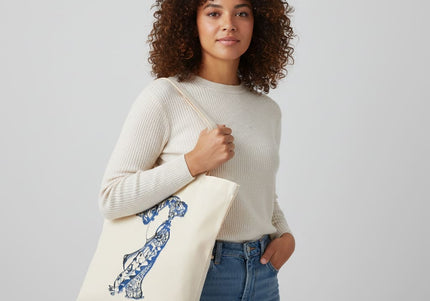 Tote bag original femme Nox l'empreinte fluide bleu aqua - Design graphique WO