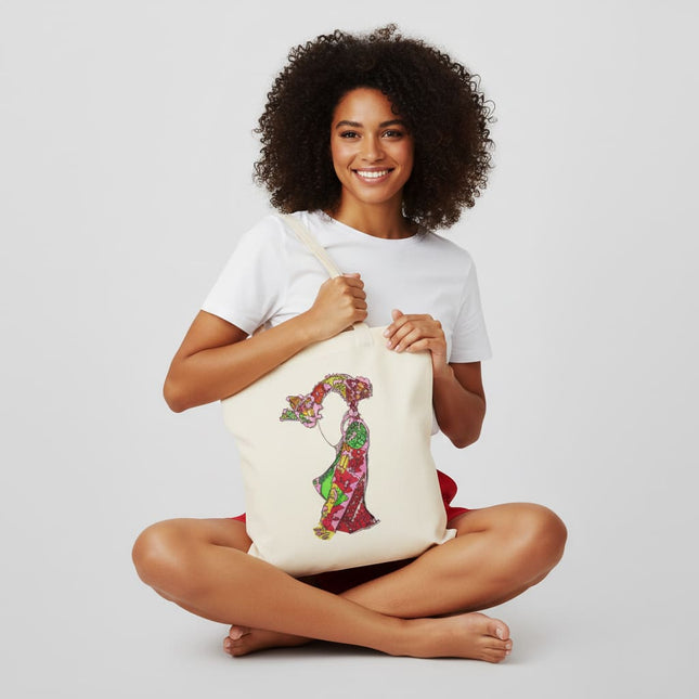 Tote bag original femme Nox l'empreinte incandescente rose fuchsia - Design graphique WO