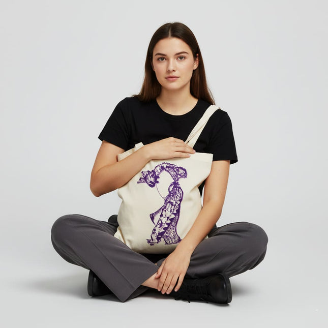 Tote bag original femme Nox l'empreinte nocturne violet intense - Design graphique WO