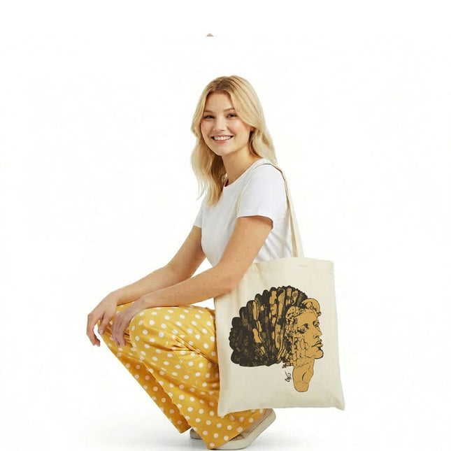 Tote bag femme minimaliste Jade Silence Ancré – illustration originale par l'artiste WO