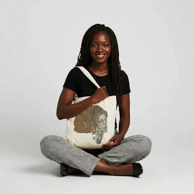 Tote bag illustration femme Jade Silence Incarné – Art sac original signé WO